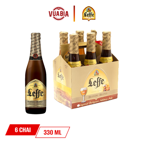 Bia Leffe Blonde (Leffe Vàng) Lốc 6 Chai 330ml - Bia Thầy Tu Nhập Khẩu - [Date 10/2023] [Đà Nẵng]