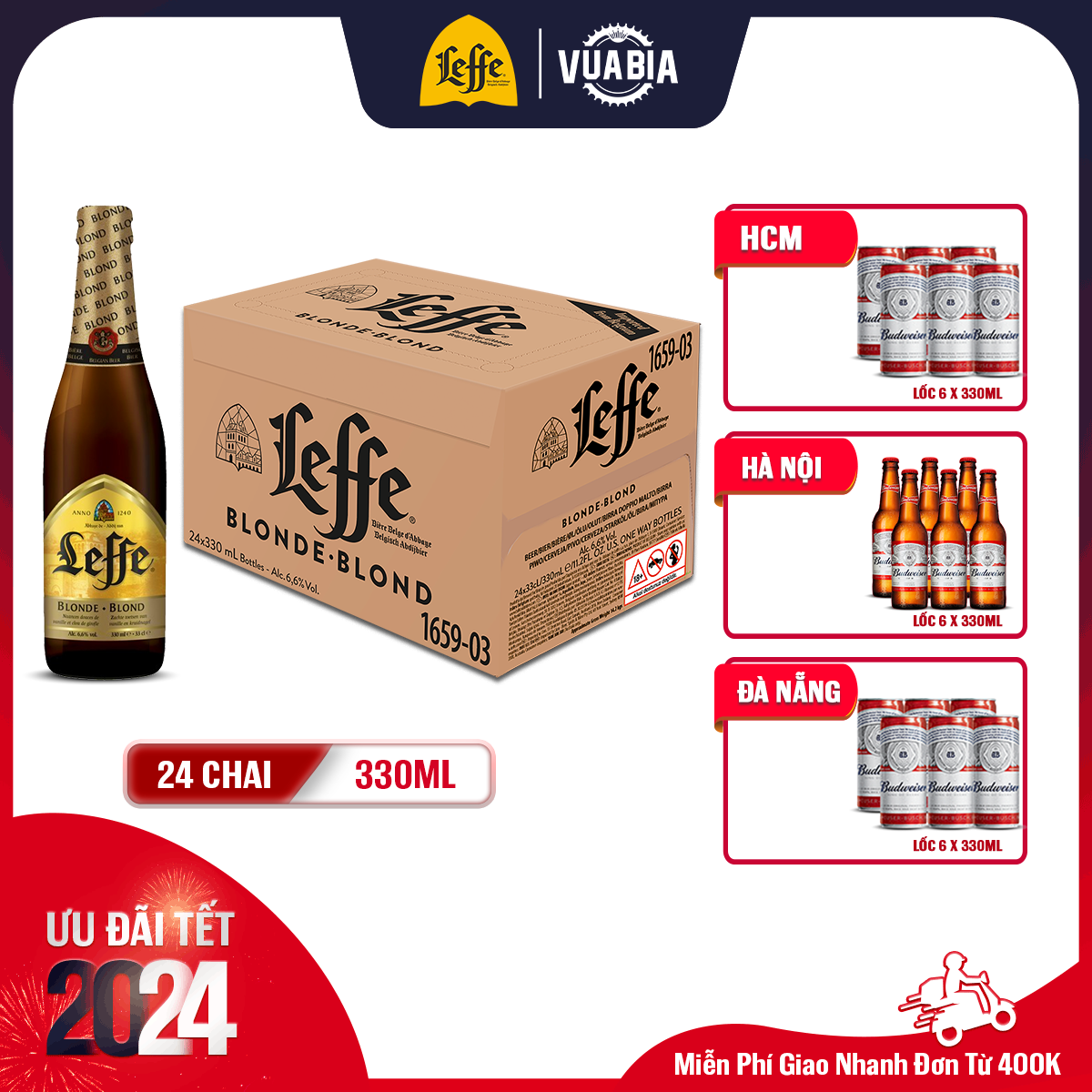 LEFFE BLONDE 6,6° VC 24x33cl