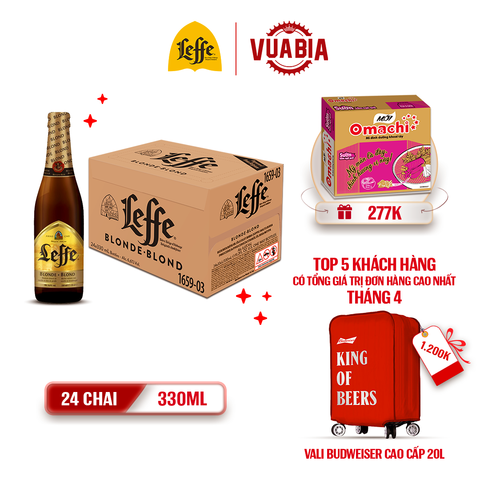 [FREESHIP] Bia Leffe Blonde (Leffe Vàng) Thùng 24 Chai 330ml - Bia Thầy Tu Nhập Khẩu - Tặng Thùng Mì Omachi Vị Sườn