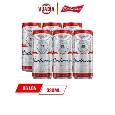 Bia Budweiser Sleek Can Lốc 6 Lon 330ml [Date 4/2024]
