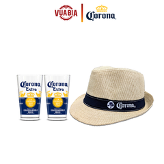 Combo Nón Corona + 2 Ly Thủy Tinh Corona Cao Cấp - Quà Tặng Không Bán