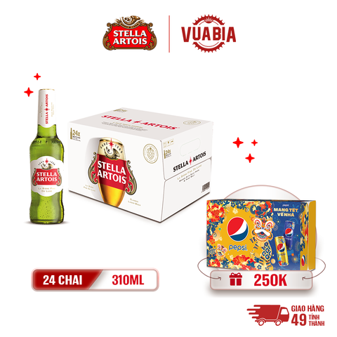 [FREESHIP] Bia Stella Artois Thùng 24 Chai 310ml - Tặng Thùng Pepsi Tết 320ml