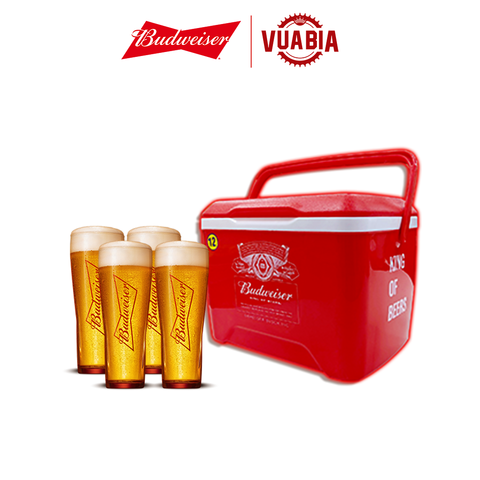 Combo 01 Thùng Đá Budweiser 12L + 04 Ly Budweiser 330ml - QUÀ TẶNG KHÔNG BÁN