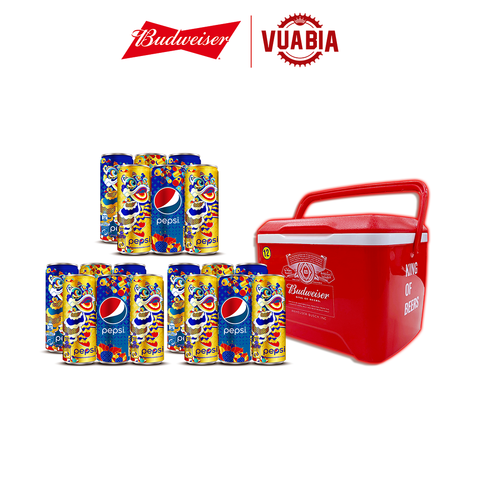 Combo 01 Thùng Đá Budweiser 12L + 03 Lốc Pepsi Tết 320ml - QUÀ TẶNG KHÔNG BÁN