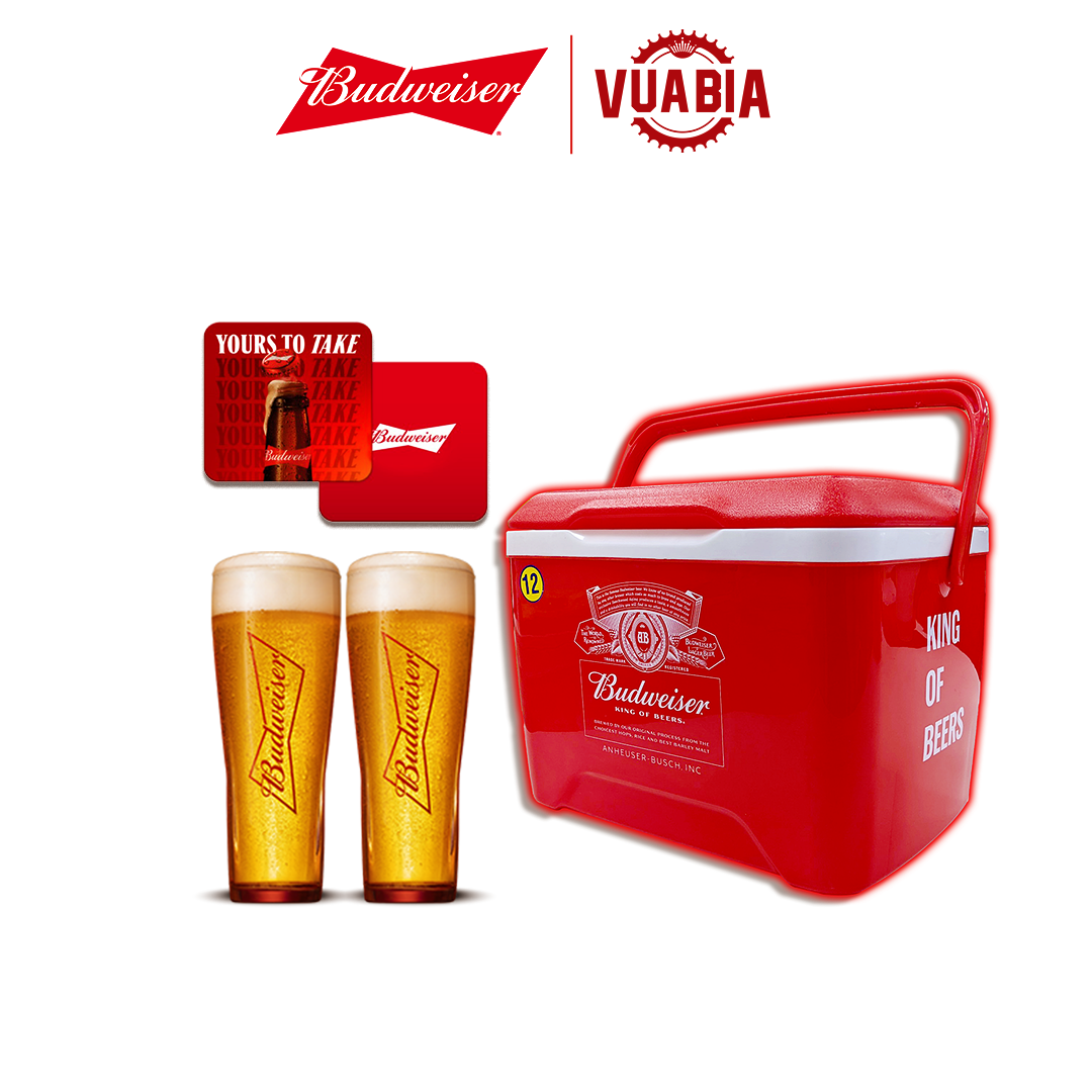 Combo 01 Thùng Đá Budweiser 12L + 02 Ly Budweiser 330ml + 02 Lót Ly Budweiser - QUÀ TẶNG KHÔNG BÁN