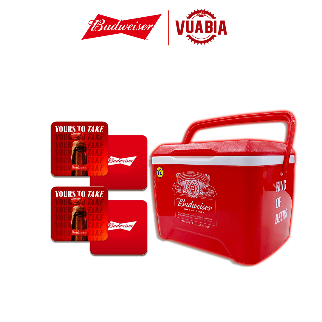 Combo 01 Thùng Đá Budweiser 12L + 04 Lót Ly Budweiser - QUÀ TẶNG KHÔNG BÁN