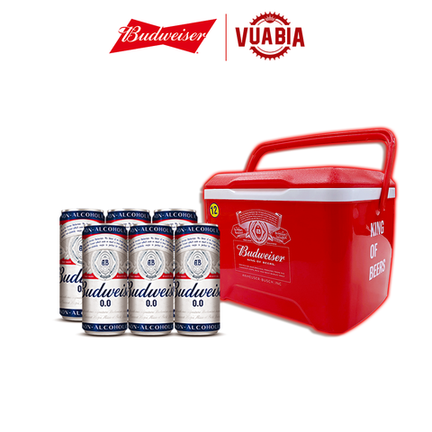 Combo 01 Thùng Đá Budweiser 12L + 01 Lốc 6 Budweiser 0.0% - QUÀ TẶNG KHÔNG BÁN