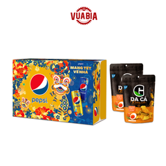 Combo Thùng Pepsi 24 Lon Nước Giải Khát 320ml Phiên Bản Tết + 2 Gói Snack Da Cá Vị Trứng Muối - QUÀ TẶNG KHÔNG BÁN