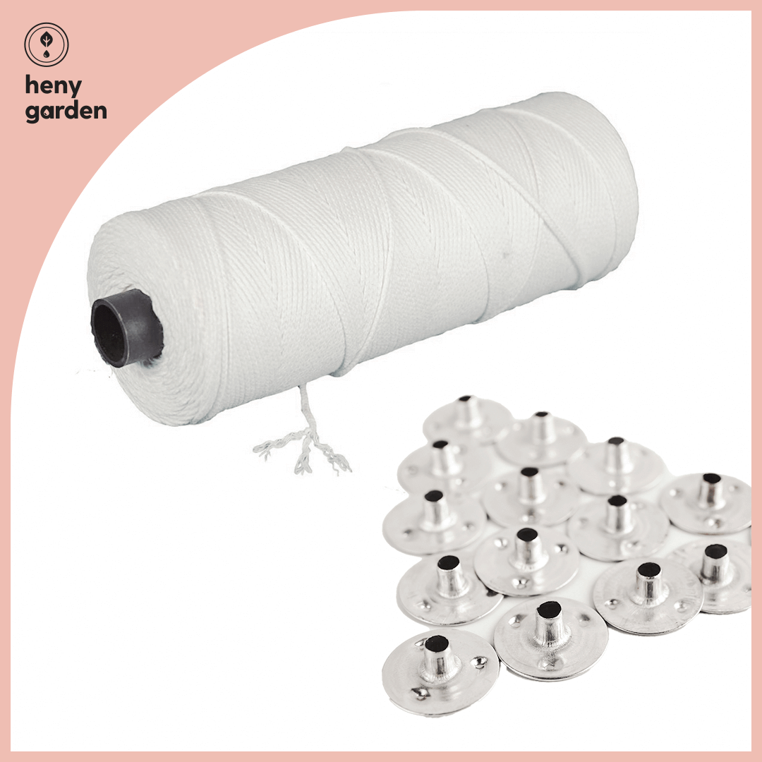 Bấc Nến Cotton Nhúng Sáp + Đế Kẹp HENY GARDEN