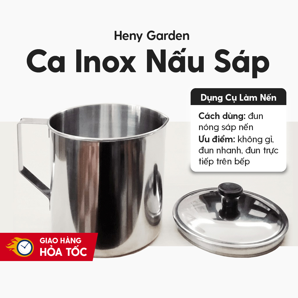 Ca inox 1.3L Rót Sáp Nến HENY GARDEN