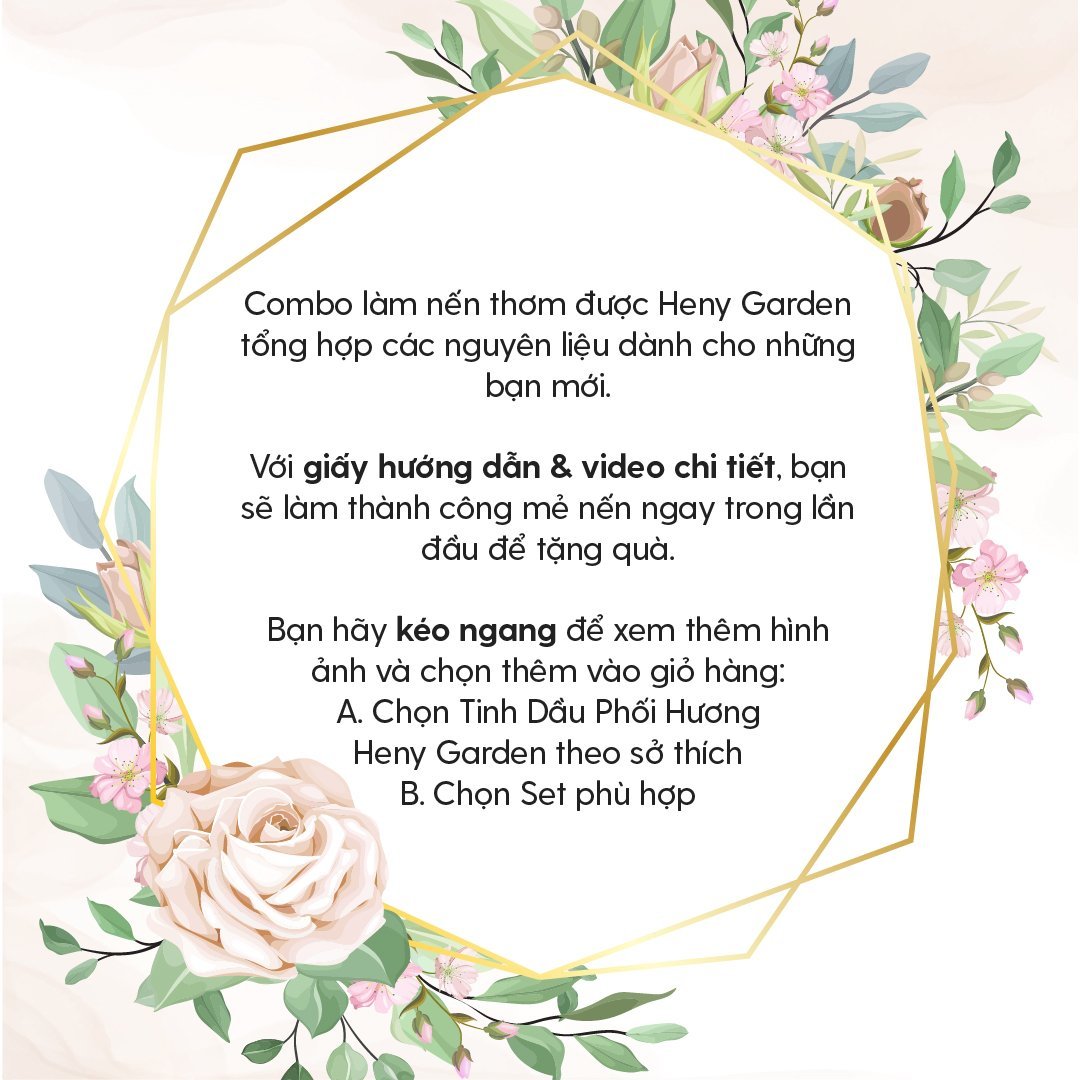 Combo Tự Làm Nến Thơm Handmade Dùng Tinh Dầu Phối Hương HENY GARDEN