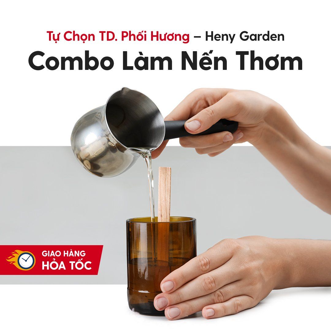 Combo Tự Làm Nến Thơm Handmade Dùng Tinh Dầu Phối Hương HENY GARDEN