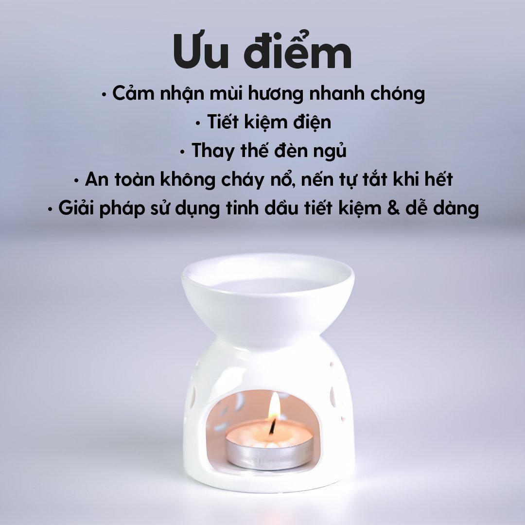 Đèn Xông Tinh Dầu Gốm Bằng Nến Làm Thơm Phòng HENY GARDEN