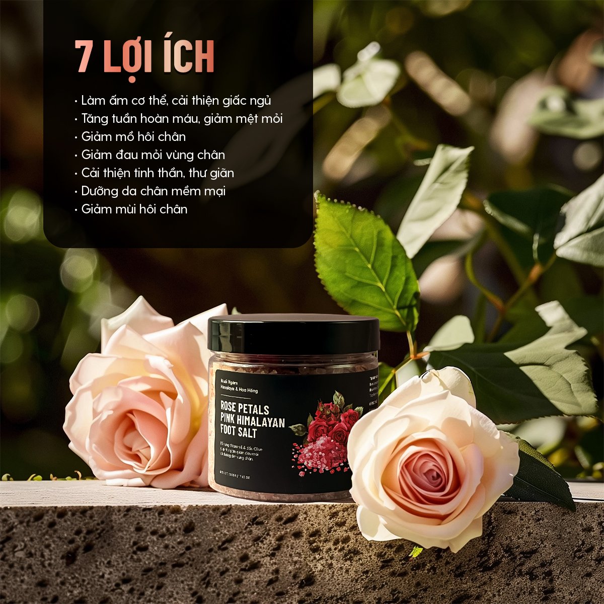 Muối Ngâm Chân Thảo Dược HIMALAYA & HOA HỒNG Bổ Sung Dầu Oliu & Vitamin E Giúp Dưỡng Ẩm Da HENY GARDEN