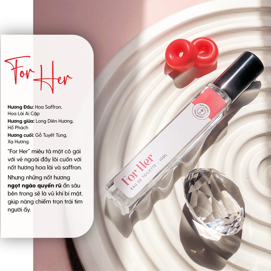 Nước Hoa Dạng Xịt Unisex Heny Garden 10mL - Hấp Dẫn, Thu Hút, Ngọt Ngào, Nữ Tính