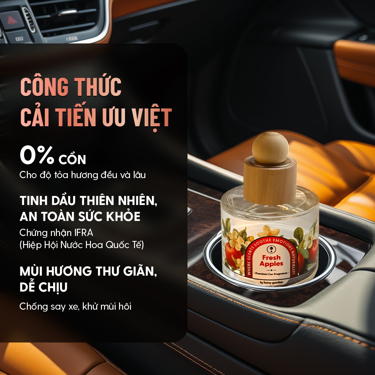 Nước Hoa Ô Tô HENY GARDEN Cao Cấp - Nước Hoa Xe Hơi, Tinh Dầu Thơm Xe Ô Tô Khử Mùi, Chống Say Xe, Mùi Hương Thư Giãn