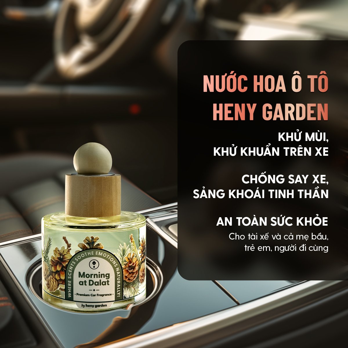 Nước Hoa Ô Tô HENY GARDEN Cao Cấp - Nước Hoa Xe Hơi, Tinh Dầu Thơm Xe Ô Tô Khử Mùi, Chống Say Xe, Mùi Hương Thư Giãn