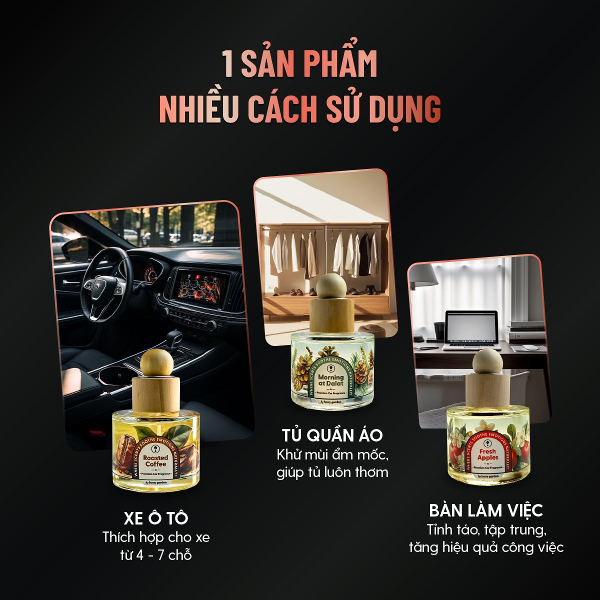 Nước Hoa Ô Tô HENY GARDEN Cao Cấp - Nước Hoa Xe Hơi, Tinh Dầu Thơm Xe Ô Tô Khử Mùi, Chống Say Xe, Mùi Hương Thư Giãn