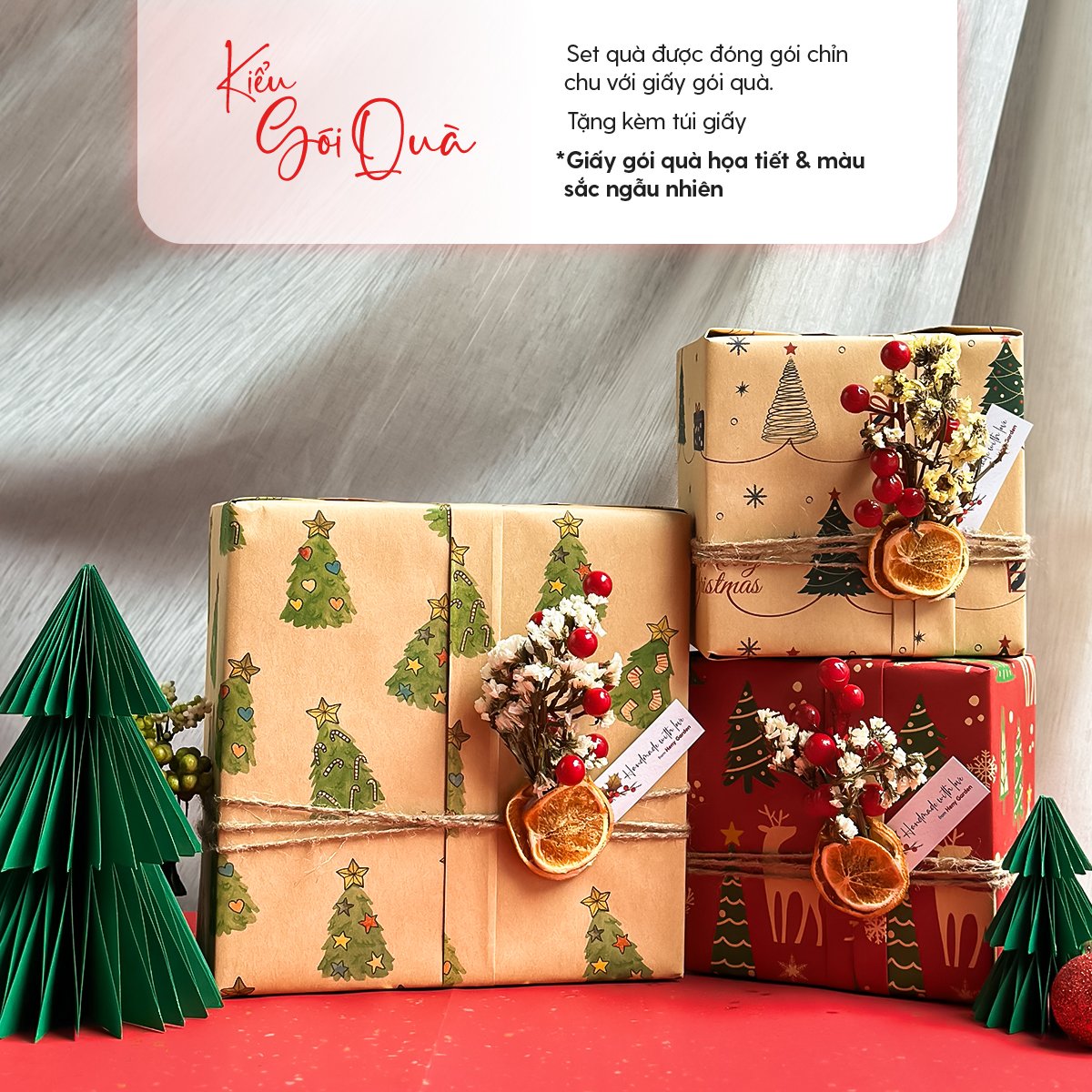 Set Quà Tặng Noel Giáng Sinh Nến Thơm Heny Garden (Green Xmas Collection)