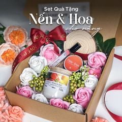 Set Quà Tặng 8/3 20/10 Nến Thơm và Hoa HENY GARDEN