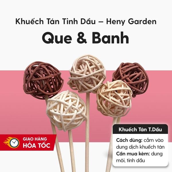 Que Khuếch Tán Tinh Dầu Banh Gỗ Mây (Giao Màu Ngẫu Nhiên) Heny Garden