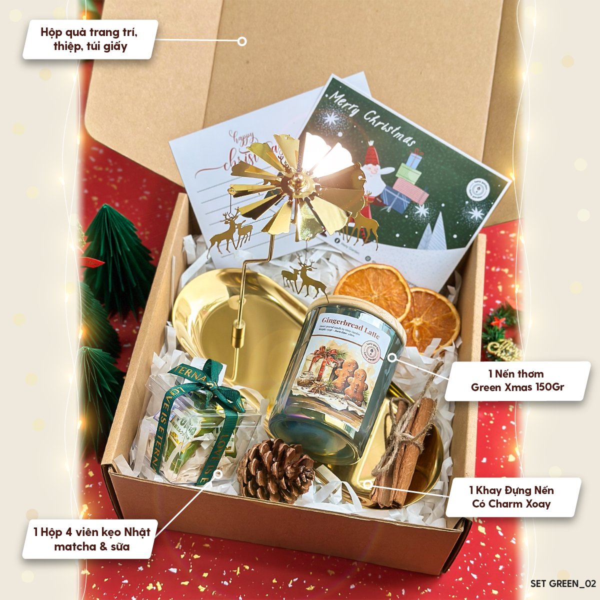 Set Quà Tặng Noel Giáng Sinh Nến Thơm Heny Garden (Green Xmas Collection)