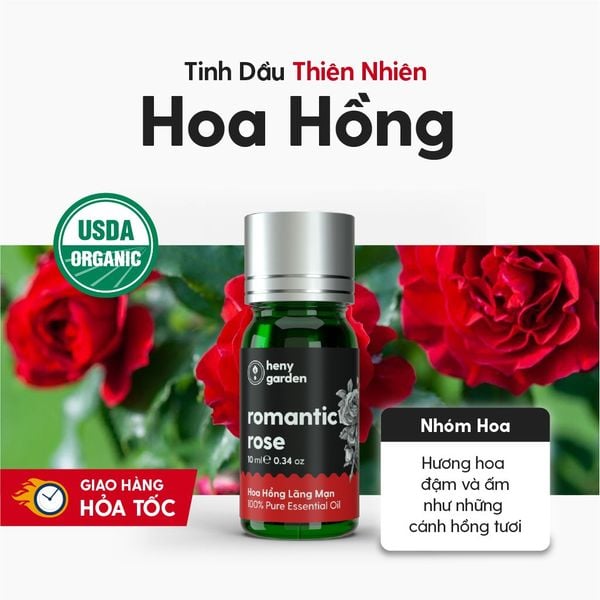 Tinh Dầu Hoa Hồng (Romantic Rose Essential Oil) Heny Garden