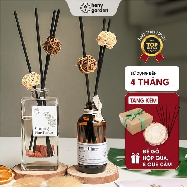 Bộ Tinh Dầu Khuếch Tán Thơm Phòng Cắm Que HENY GARDEN Thay Thế Máy Xông