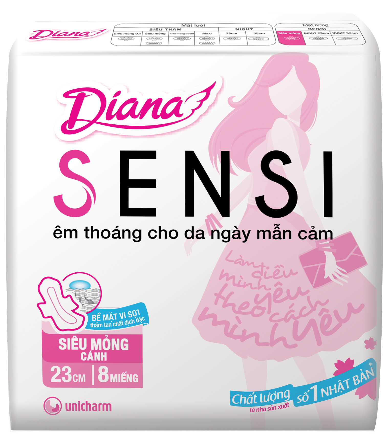  Băng Vệ Sinh Diana Sensi - Siêu Mỏng Cánh (20 Miếng) 