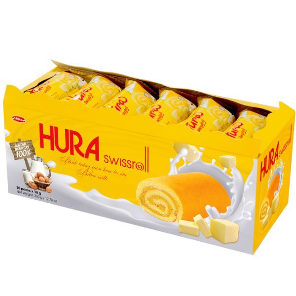  Bánh Trứng Cuộn Kem Bơ Sữa Hura (18g x 20 Gói) 