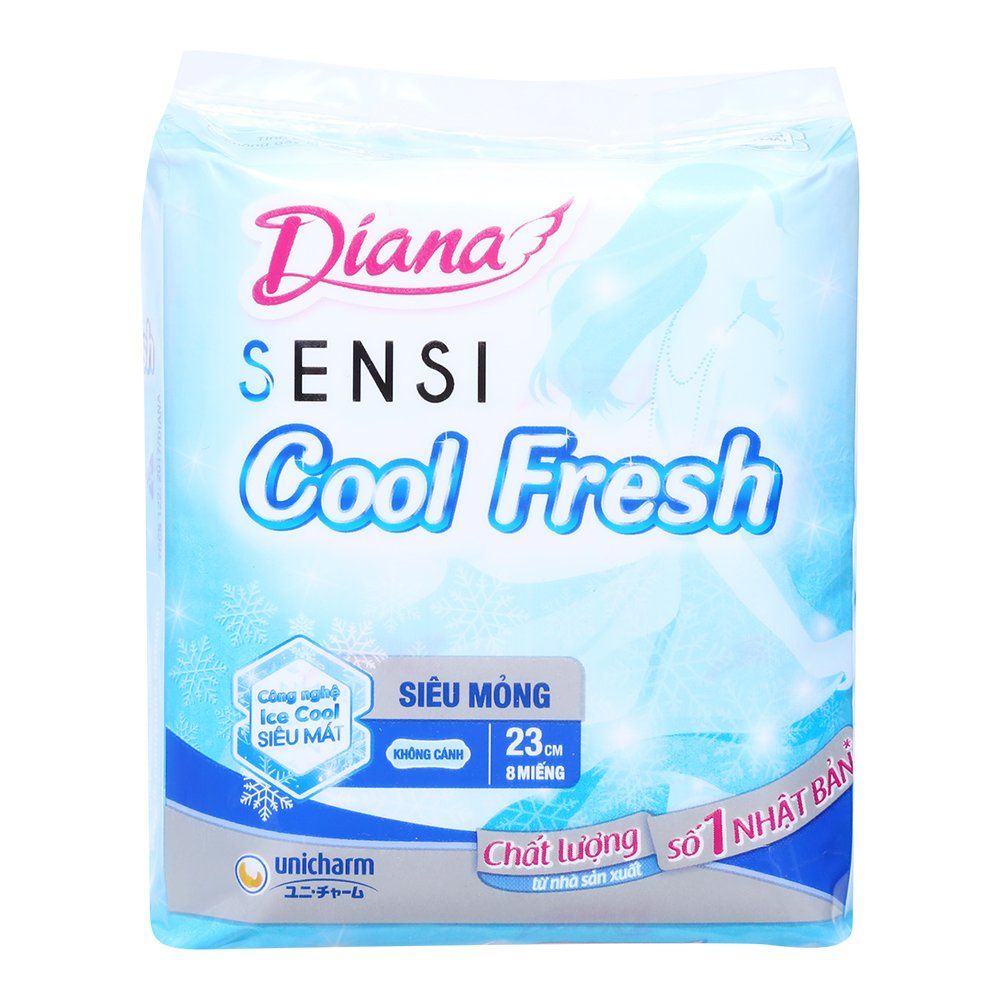  Băng Vệ Sinh Diana Sensi Cool Fresh Siêu Mỏng Không Cánh (Gói 8 Miếng) 