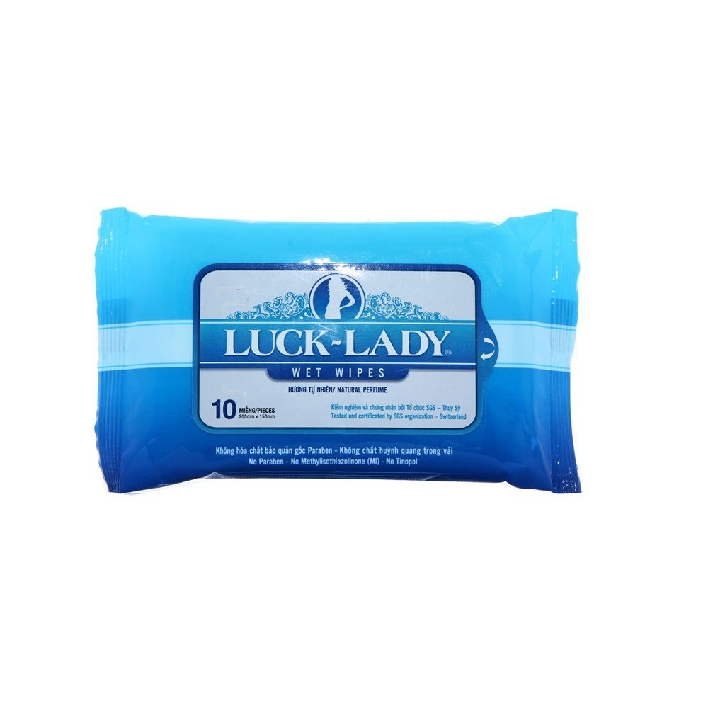  Khăn Ướt Luck - Lady Wet Wipes Hương Tự Nhiên Gói 10 Miếng 