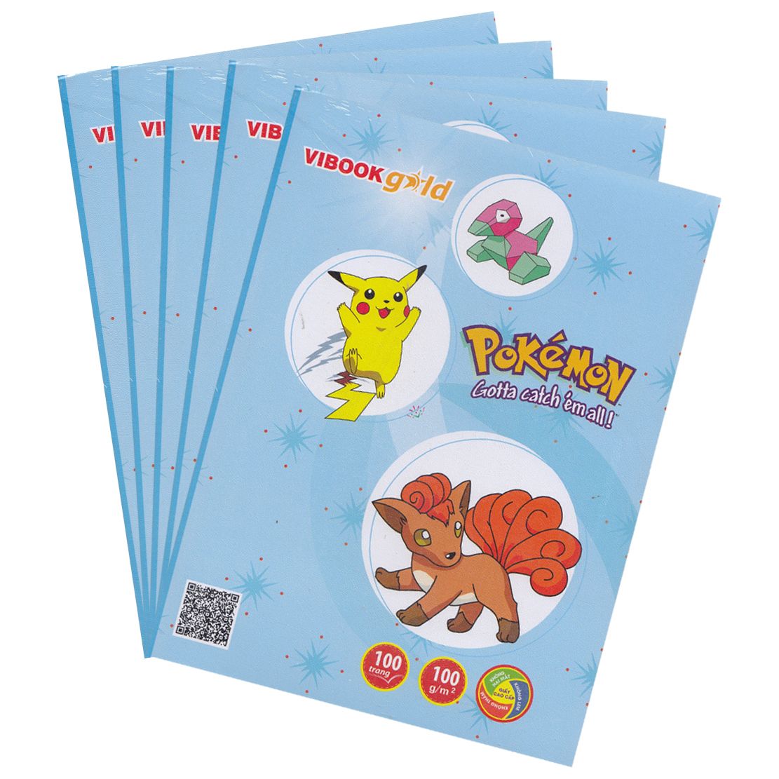  Lốc 5 Cuốn Tập Vibook Gold Pokémon - 5 ôly - 100 Trang 