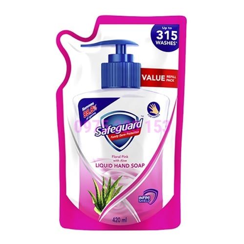  Túi nước rửa tay diệt khuẩn Safeguard Floral Pink With Aloe 420ml 