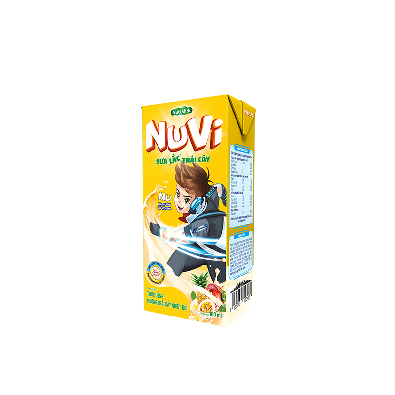  NuVi Thức uống hương Trái Cây Nhiệt Đới Sữa lắc trái cây hộp 180ml 