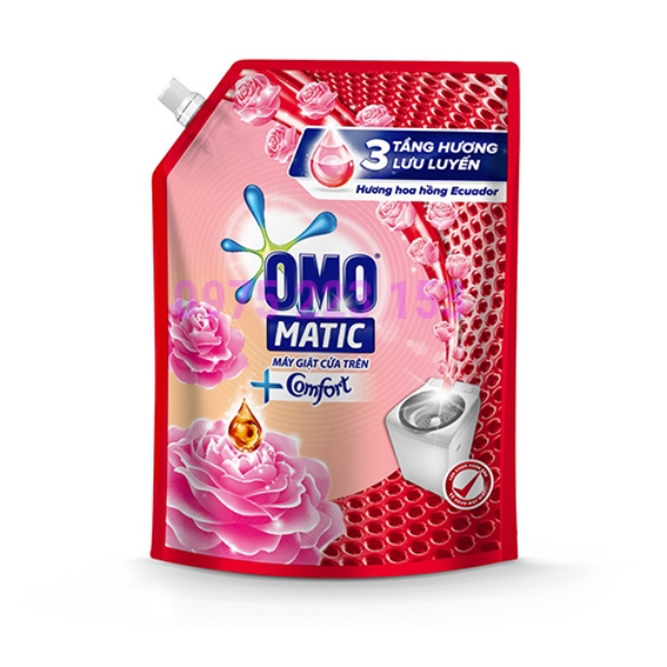  Nước Giặt Omo Matic Comfort Hương Hoa Hồng Ecuador - Máy Giặt Cửa Trên (Túi 2.2L) 