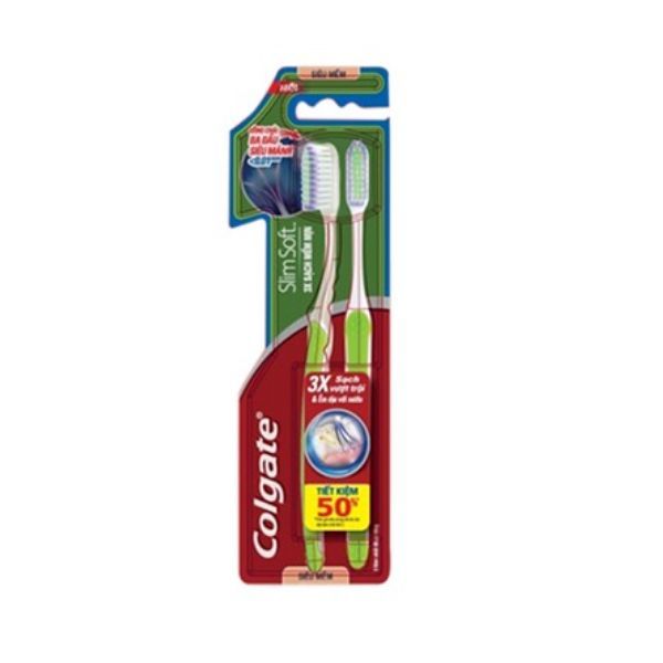  Bộ Đôi Bàn Chải Đánh Răng Colgate Slimsoft 3x Sạch Mềm Mịn 