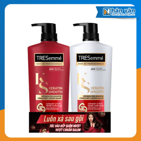  Combo Dầu Gội + Dầu Xả Tresemme Keratin Smooth Vào Nếp Suôn Mượt 480G x 2 