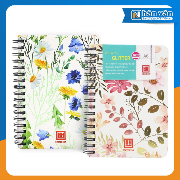  Sổ Lò Xo Hồng Hà Glitter A6 4160 Kẻ Ngang 200 Trang 70gsm 