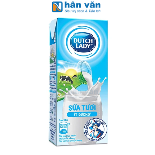 Sữa Tươi Tiệt Trùng Dutch Lady Ít Đường - Hộp 180ml