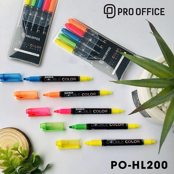  Bút Dạ Quang Highlight Pro - Office 2 Đầu PO-HL200 