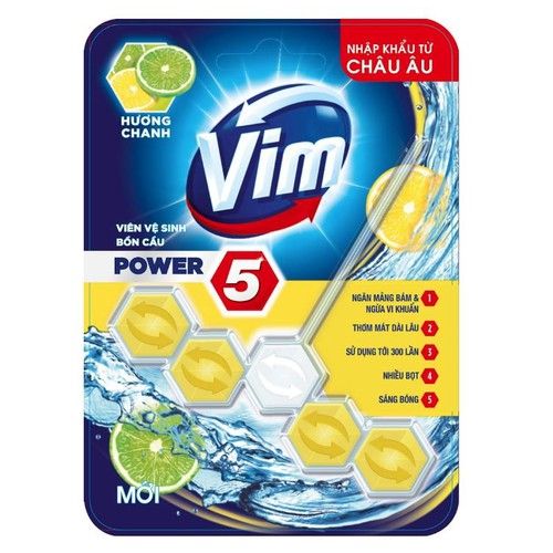  Viên Treo Bồn Cầu Vim Power5 Hương Chanh 55g 