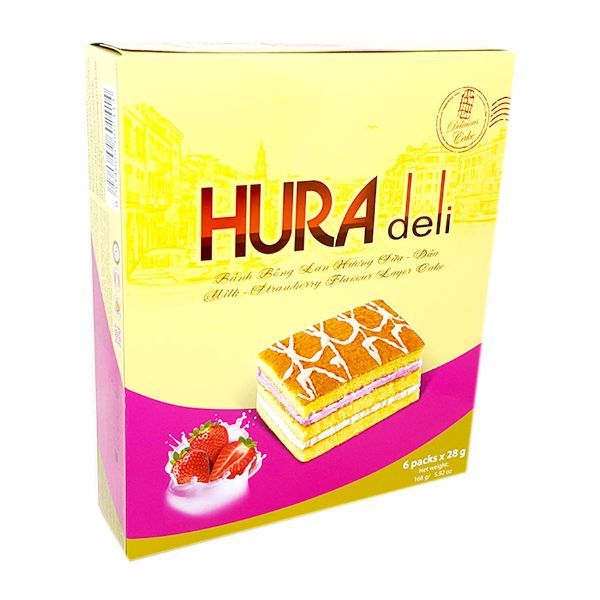  Bánh Hura Deli - Hương Sữa Dâu (28g x 6 Gói) 