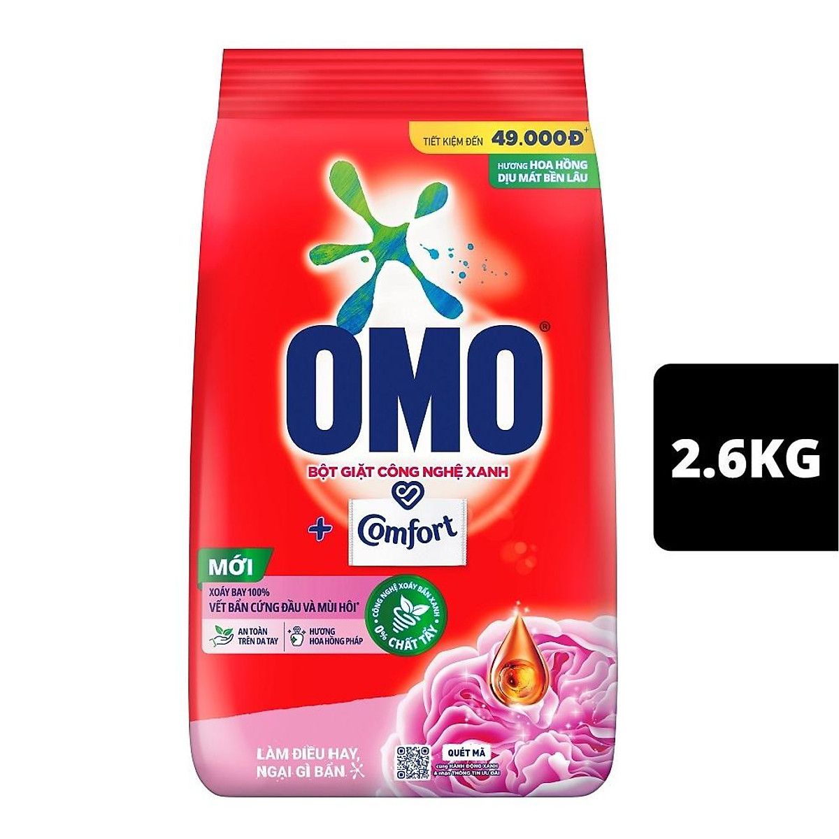  Bột Giặt OMO Comfort Tinh Dầu Thơm Ngất Ngây - Túi 2.6KG 
