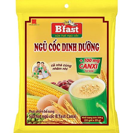  Thực Phẩm Bổ Sung Sữa Hạt Ngũ Cốc B'fast Canxi - 20Gói x 25gr 