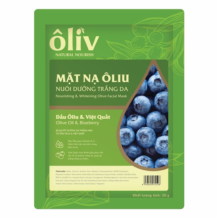  Mặt Nạ Nuôi Dưỡng Trắng Da Dầu Ôliu Và Việt Quất Ôliv Natural Nourish - 20g 