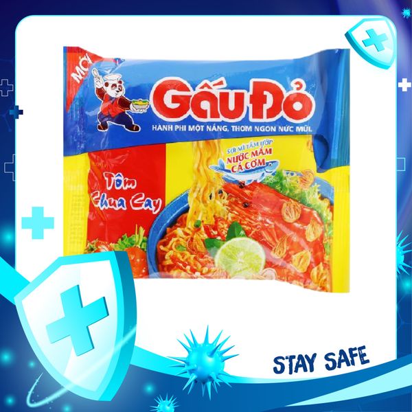 Mì Ăn Liền Gấu Đỏ Tôm Chua Cay 65g