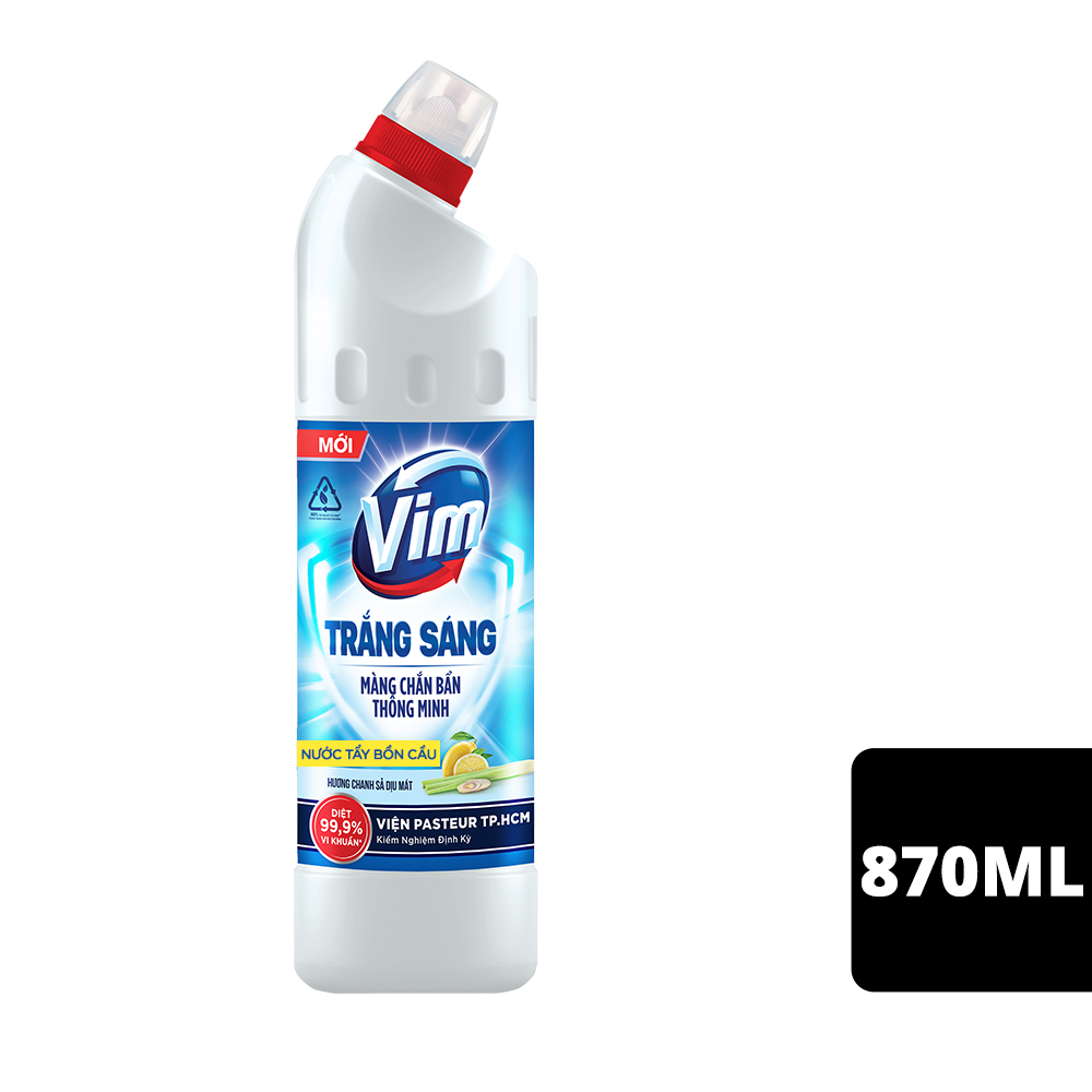  Tẩy Rửa Diệt Khuẩn Bồn Cầu Và Nhà Tắm Vim Trắng Sáng Hương Chanh Sả Chai 870ml 