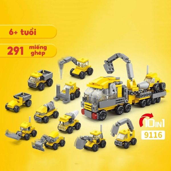  Đồ Chơi Lắp Ráp Xe Công Trình Siêu Hạng - Engineering Construction - Toys&Joys 9116 (291 Mảnh Ghép) 