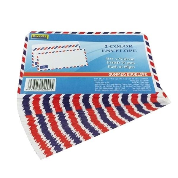 Bao Thư Sọc Nhỏ Nắp Xéo Có Keo - 50 Cái/Lốc - 11 x 18 cm